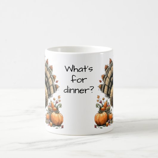 夕食は?トルコ予測できな感謝祭 コーヒーマグカップ (中央)