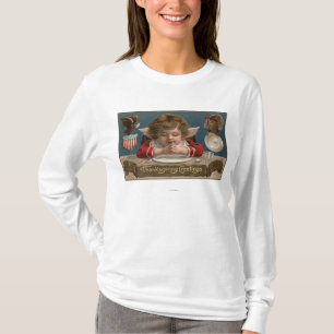 夕食テーブルで祈っている子供 Tシャツ