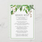 夕食メニュー夏の群葉の緑の草木のユーカリの芸術 メニュー (正面/裏面)