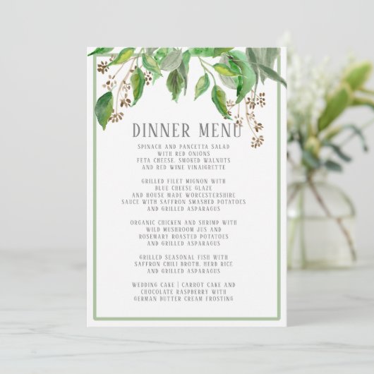夕食メニュー夏の群葉の緑の草木のユーカリの芸術 メニュー (スタンド正面)