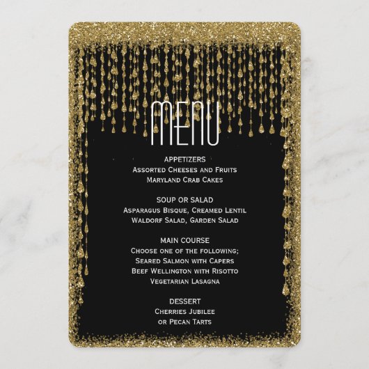 夕食メニュー|モダンの金ゴールドの黒 メニュー (正面)