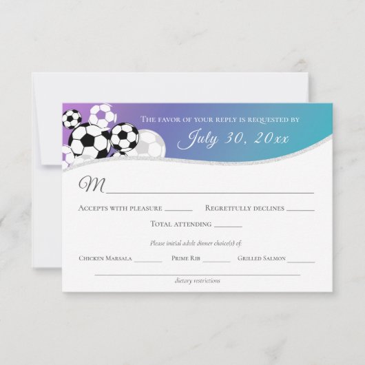 夕食付きサッカーの応答カード 出欠カード (正面)