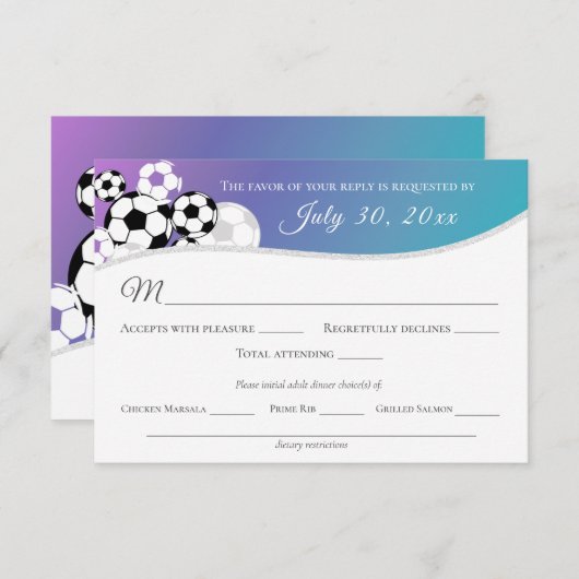 夕食付きサッカーの応答カード 出欠カード (正面/裏面)