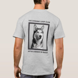 夕食後に犬と散歩するのが好きな人向けのカスタムフォトTシャツ Tシャツ