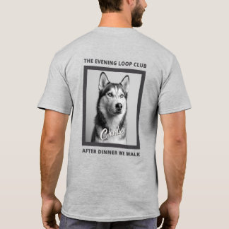 夕食後に犬と散歩するのが好きな人向けのカスタムフォトTシャツ Tシャツ