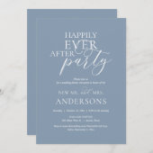 夕食後の幸せ結婚なパーティー埃っぽい青 招待状 (正面/裏面)