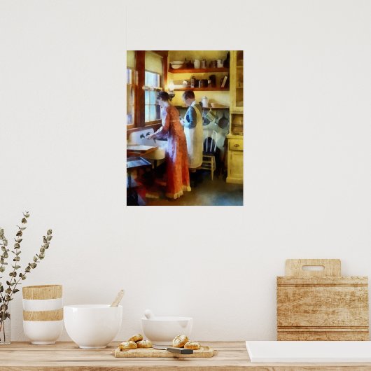 夕食後の洗濯 ポスター (キッチン)