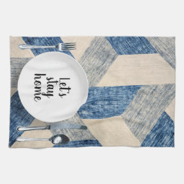 夕食設定オン青抽象芸術 キッチンタオル