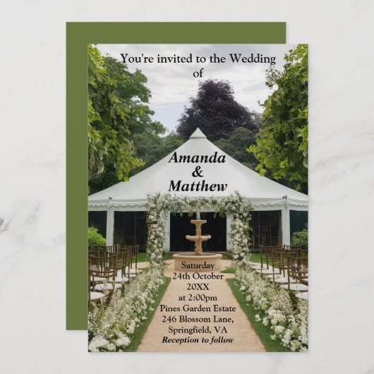 外かわいらし外庭園の結婚式招待状 招待状 (正面/裏面)