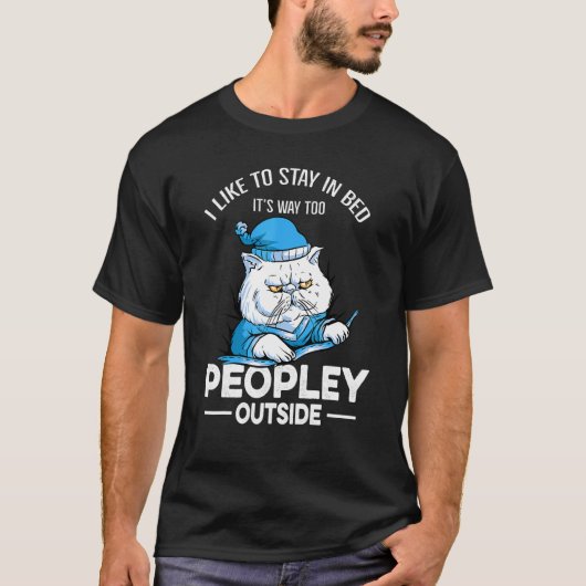 外が人だらけで寝てばかりの猫 反社会性 Tシャツ (正面)