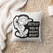 外でか。 あなたは右のおもしろいな賭博のデザインをからかうこと クッション (ブランケット)