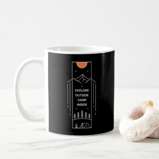 外ではキャンプ、内では探検 コーヒーマグカップ (ドーナツ)
