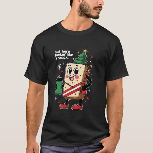 外ではスナックのクリスマスツリーのようにおもしろい見える Tシャツ (正面)