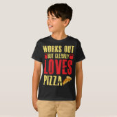 外で働くが明らかにピザのピザ料理 Tシャツ (正面フル)