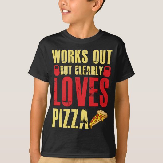 外で働くが明らかにピザのピザ料理 Tシャツ (正面)