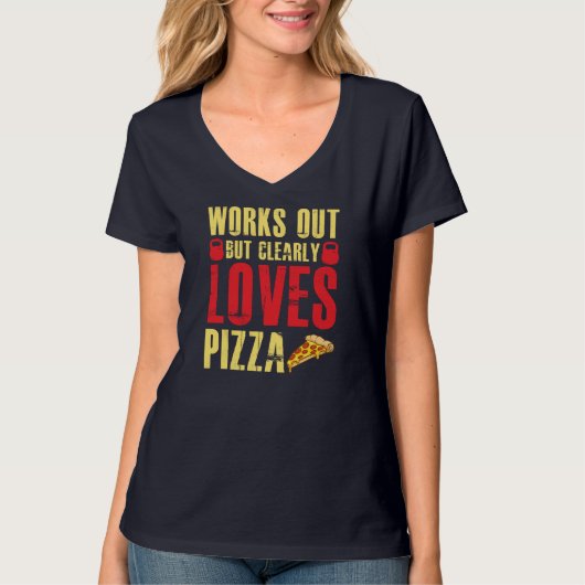 外で働くが明らかにピザのピザ料理 Tシャツ (正面)