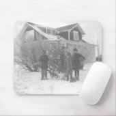 外で子供クリスマスツリーと マウスパッド (マウス)