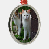 外で遊ぶ猫 メタルオーナメント (右)