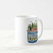 外に出てクマ攻撃おもしろいことわざ コーヒーマグカップ (正面右)