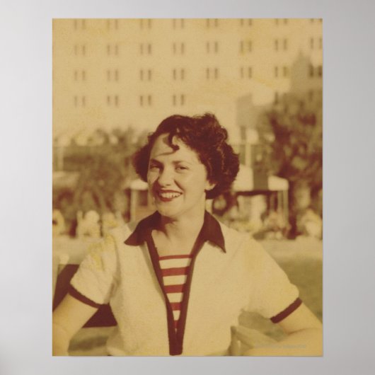 外に座っている女性 ポスター (正面)