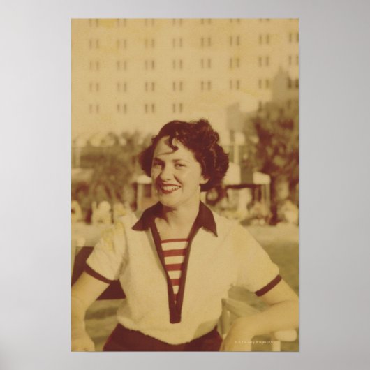 外に座っている女性 ポスター (正面)