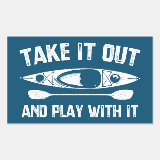 外に持ち出し遊てカヤックで 長方形シール (正面)