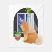 外のどこかチョウフリースブランケット白 フリースブランケット (正面)