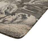 外のペンで藁に寝ている2匹の豚 カッティングボード (角)