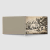 外のペンで藁に寝ている2匹の豚 ゲストブック (全面)