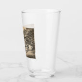 外のペンで藁に寝ている2匹の豚 タンブラーグラス (左)