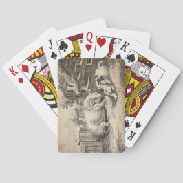 外のペンで藁に寝ている2匹の豚 トランプ