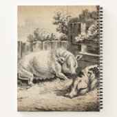 外のペンで藁に寝ている2匹の豚 ノートブック (裏面)