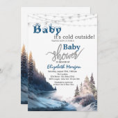 外の冷たい風景、自然の赤ちゃんシャワー 招待状 (正面/裏面)