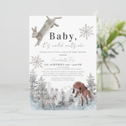 外の動物が車で赤ちゃんシャワーを浴びるのは寒い 招待状 (スタンド正面)