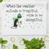 外の天気は恐ろしいし、ワインは楽しい キッチンタオル (折り畳み)