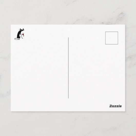 外の天気は恐ろしいし、ワインは楽しい ポストカード (裏面)