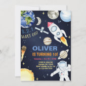 外の宇宙は男の子の誕生日の招待を吹き飛ばす。 inv 招待状 (正面)