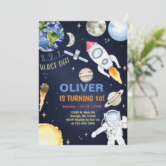 外の宇宙は男の子の誕生日の招待を吹き飛ばす。 inv 招待状 (スタンド正面)