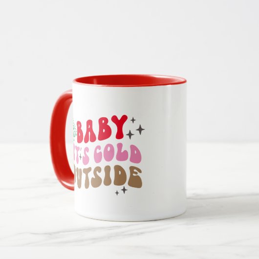 外の寒さ:クリスマスコーヒーマグを飲む マグカップ (正面左)