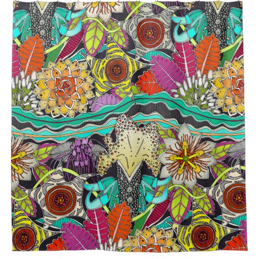 外の庭の夜陰 シャワーカーテン (正面)