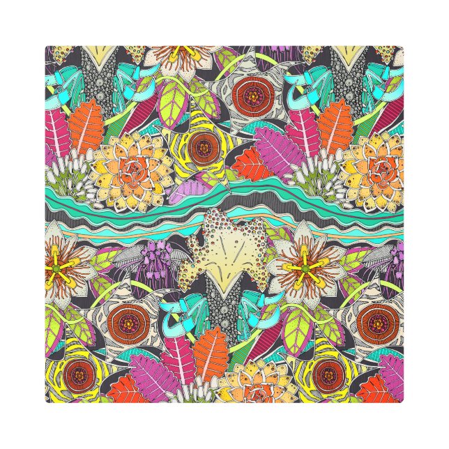 外の庭の夜陰 メタルプリント (正面)