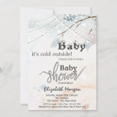 外の木の木の枝の赤ちゃんシャワーが冷たい 招待状 (正面)