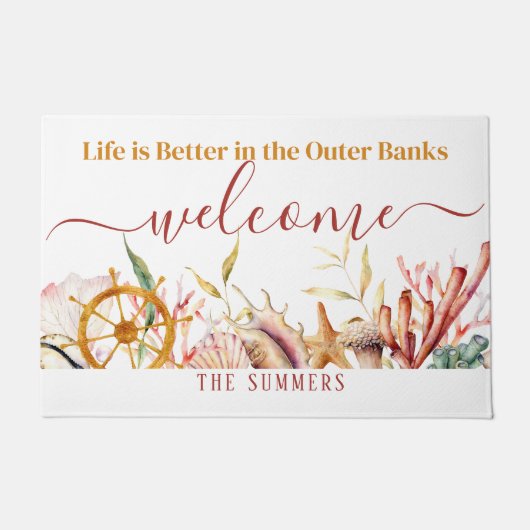 外の銀行の生活は良い、歓迎 ドアマット (正面)