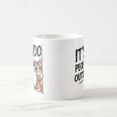 "外は人が多すぎ" 楽しい内向的猫 コーヒーマグカップ (中央)
