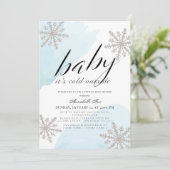外は冷たいブルーのバーチャルベイビーシャワー 招待状 (スタンド正面)