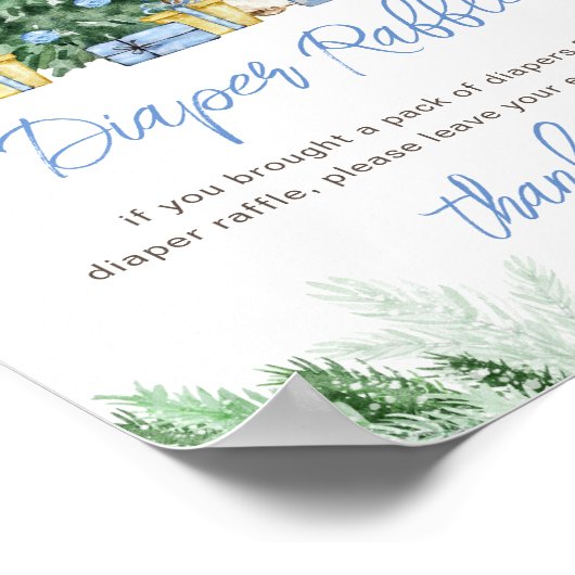 外は冷たいベビーおむつラッフルサイン ポスター (角)