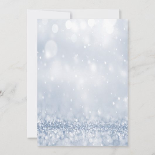 外は冷たい松の木の《写真》ぼけ味赤ちゃんシャワー 招待状 (裏面)