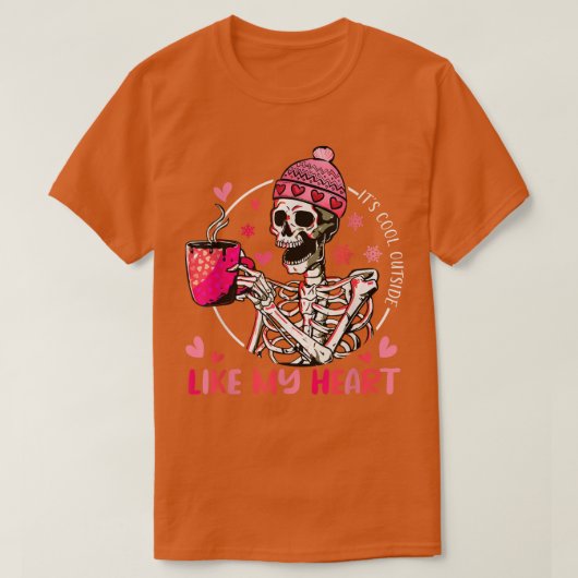 外は冷たい私のハートコーヒー愛Valent Tシャツ (デザイン正面)