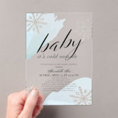 外は冷たい青い水色のベビーシャワー アクリル招待状 (インサイチュ (ポータブル))