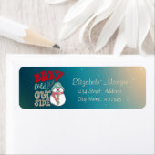 外は冷たい、雪だるま緑 ラベル (インサイチュ)